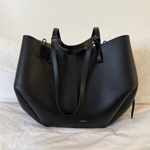 Polene Cyme Black Leather Tote Bag